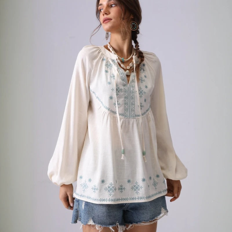 AMANDA LINEN BLOUSE