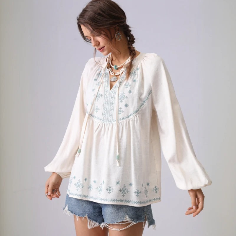 AMANDA LINEN BLOUSE