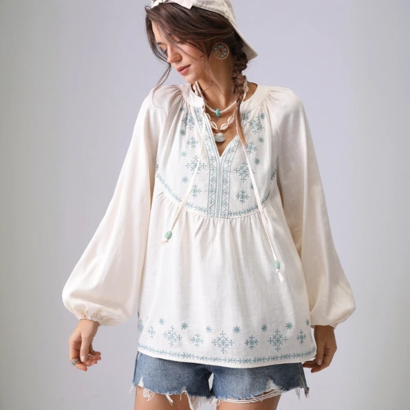 AMANDA LINEN BLOUSE