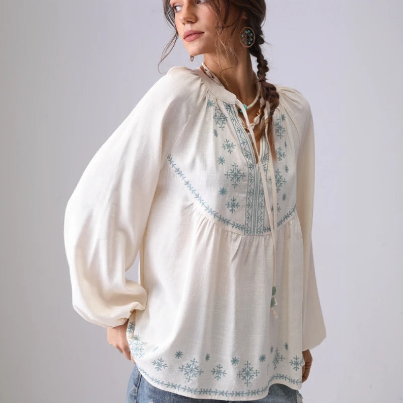 AMANDA LINEN BLOUSE