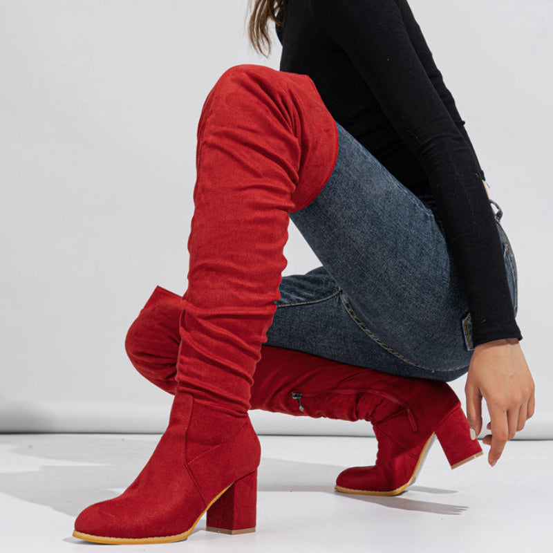 BECKY OVERKNEE SUEDE BOOTS