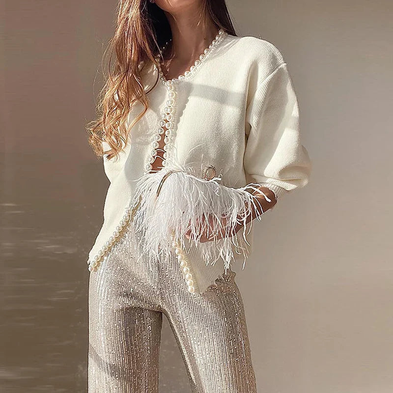 Marga Strickjacke mit Perlenfutter