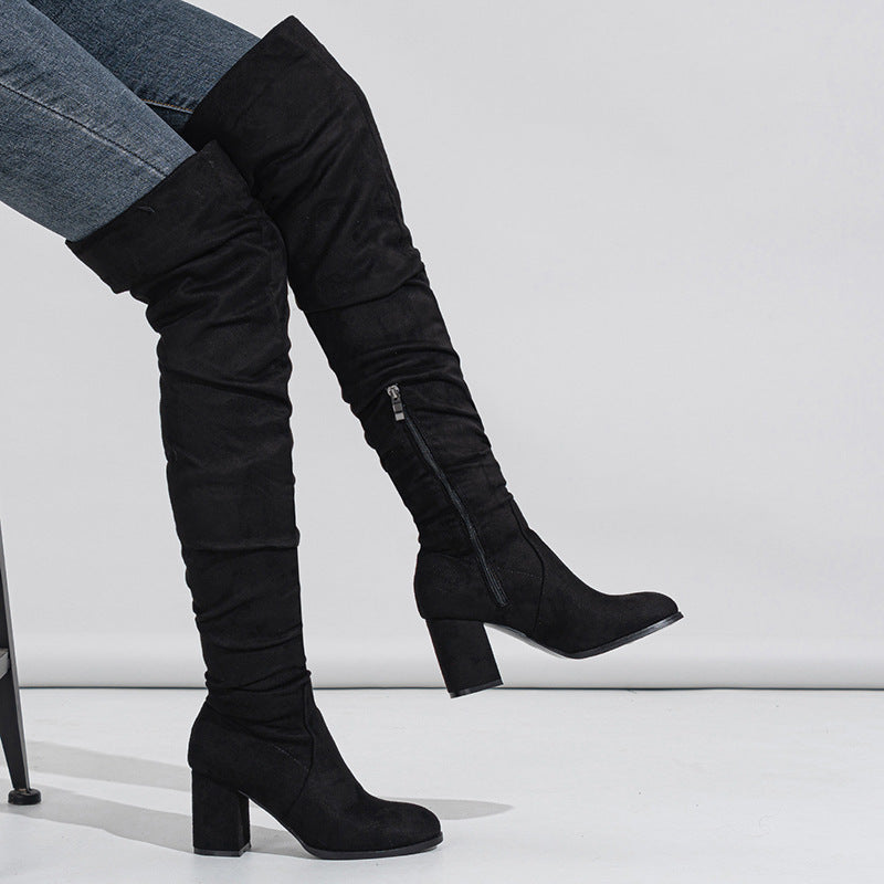 BECKY OVERKNEE SUEDE BOOTS