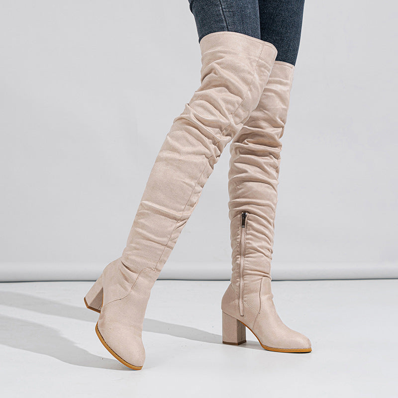 BECKY OVERKNEE SUEDE BOOTS