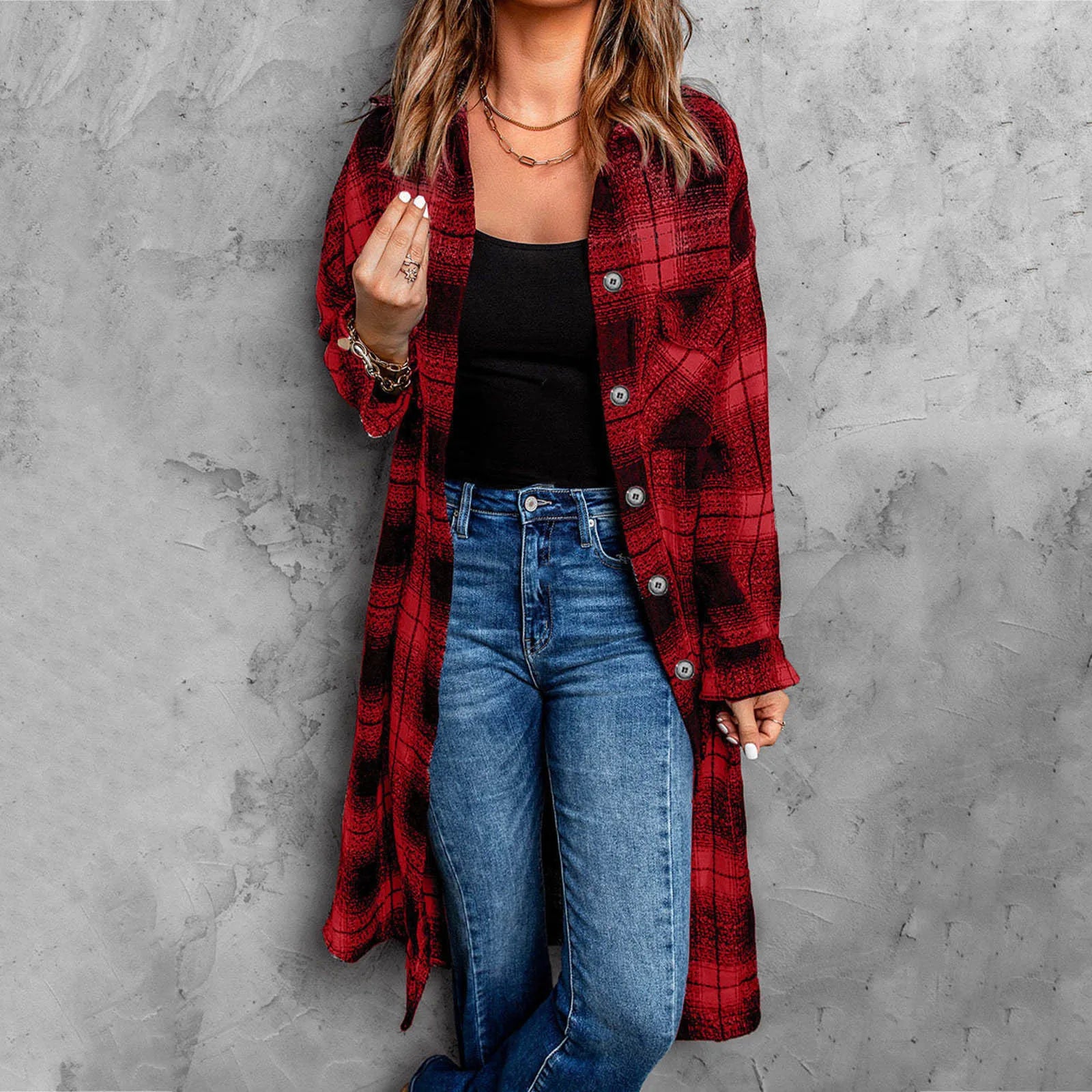 Edith Plaid Longline Coat