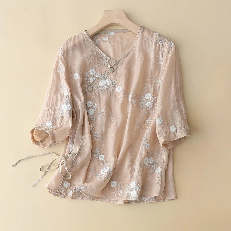 ALINA LINEN BLOUSE